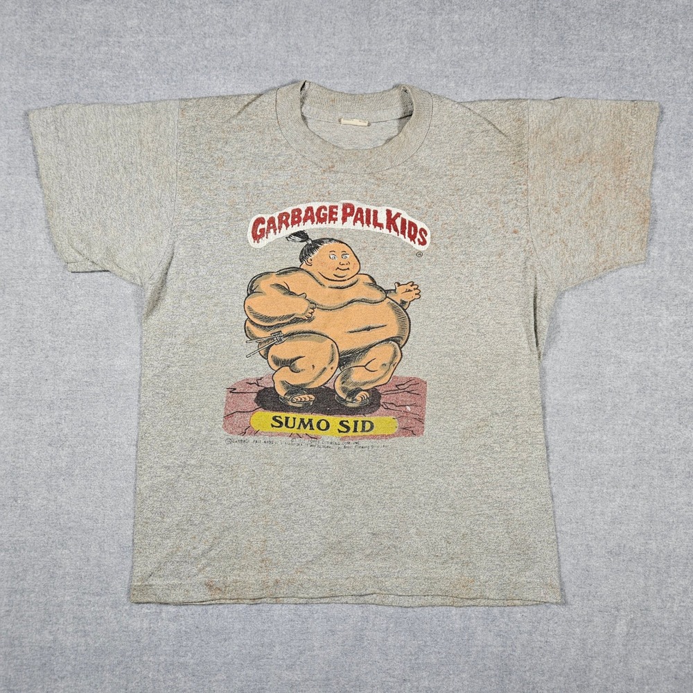 Vintage‎ 1986 Garbage Pail Kids Sumo Sid Shirt Screen Stars Gray Youth 10-12 USA